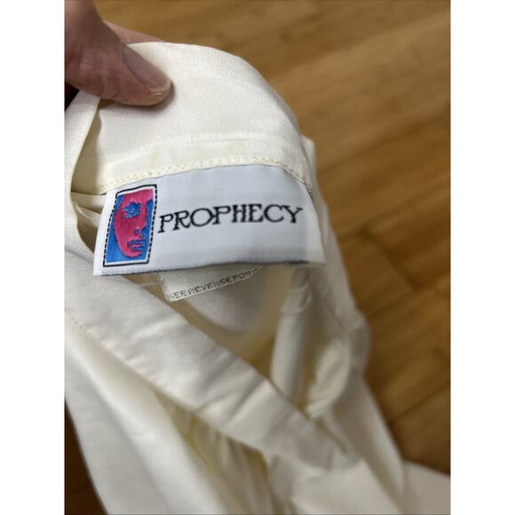 Vintage Prophecy Loop Through Bow Neck Cream Blouse Softgirl Cottagecore Sz 10 - Picture 6 of 7